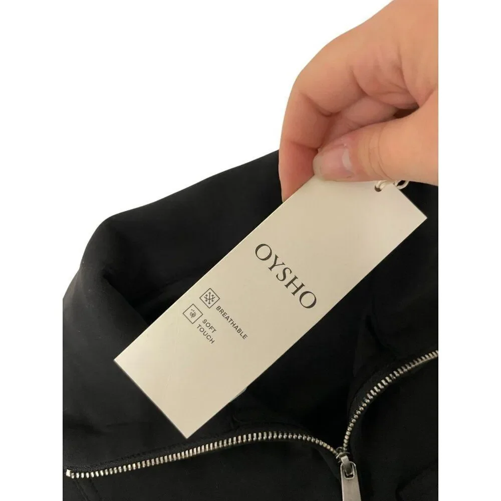 Oysho Womens Jacket XS Black High Neck full Zip Adjustable Waist 0540/791 NWT